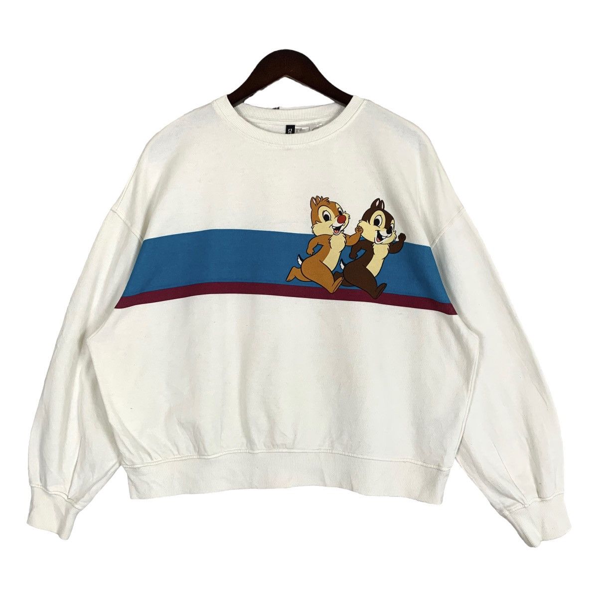 image of Disney Chip N’ Dale Cartoon Crop Top Sweatshirt Size M in White, Men's