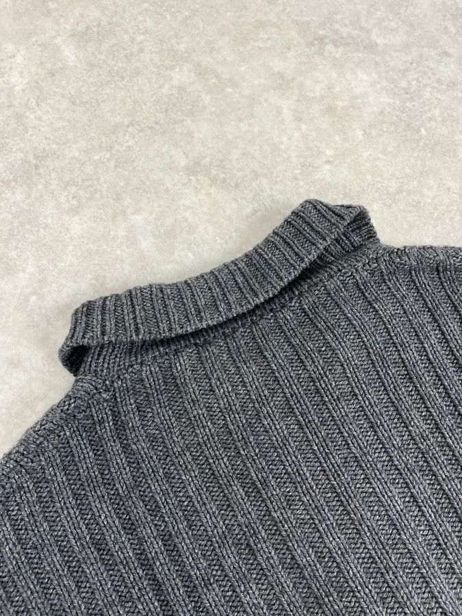 Dolce & Gabbana 2000s Dolce & Gabbana Grey Wool Minimalist Zip-up Sweater Size US L / EU 52-54 / 3 - 8 Thumbnail