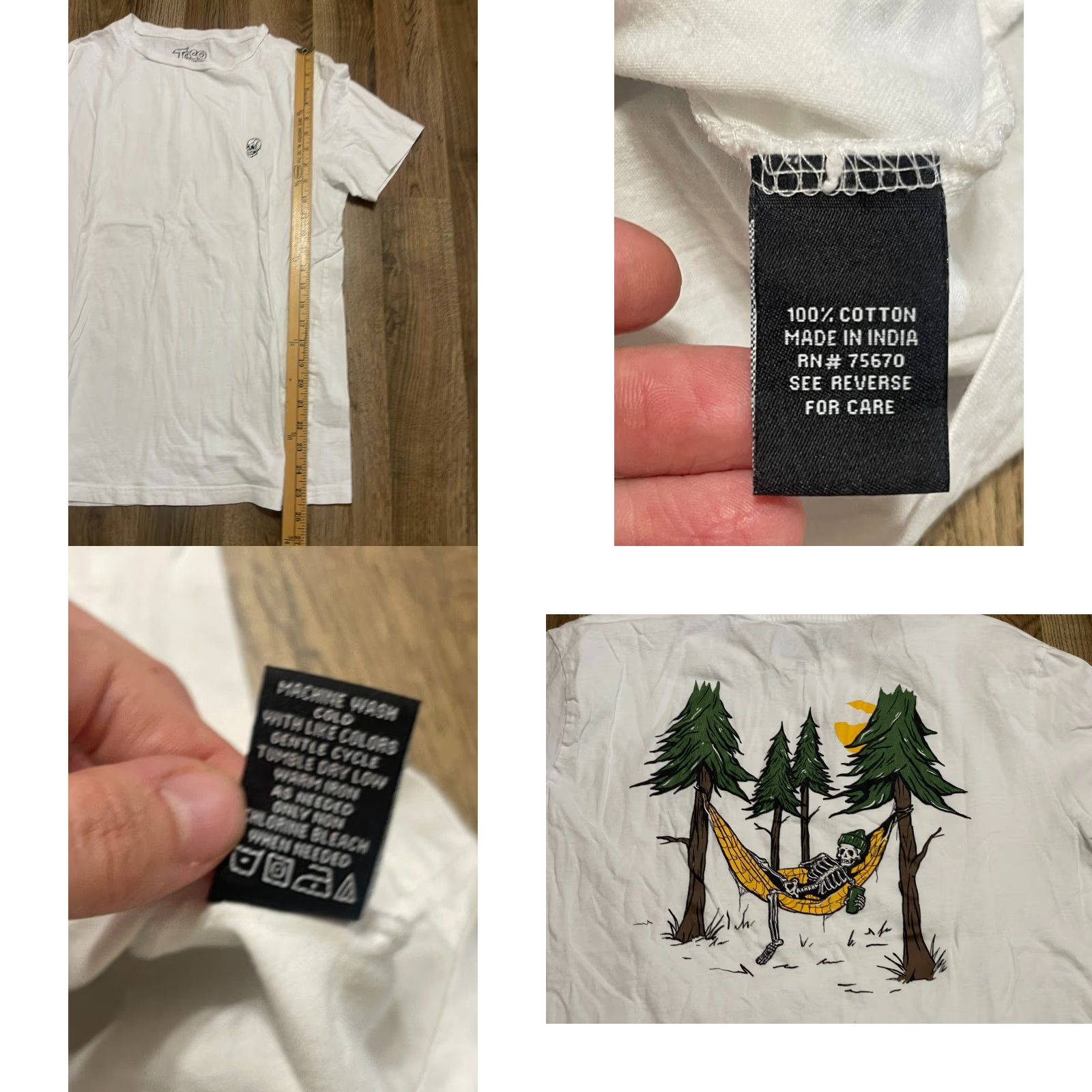 Vintage Taco Tuesday Shirt Men Large White Crew Neck Short Sleeve Skeleton Size US L / EU 52-54 / 3 - 8 Thumbnail