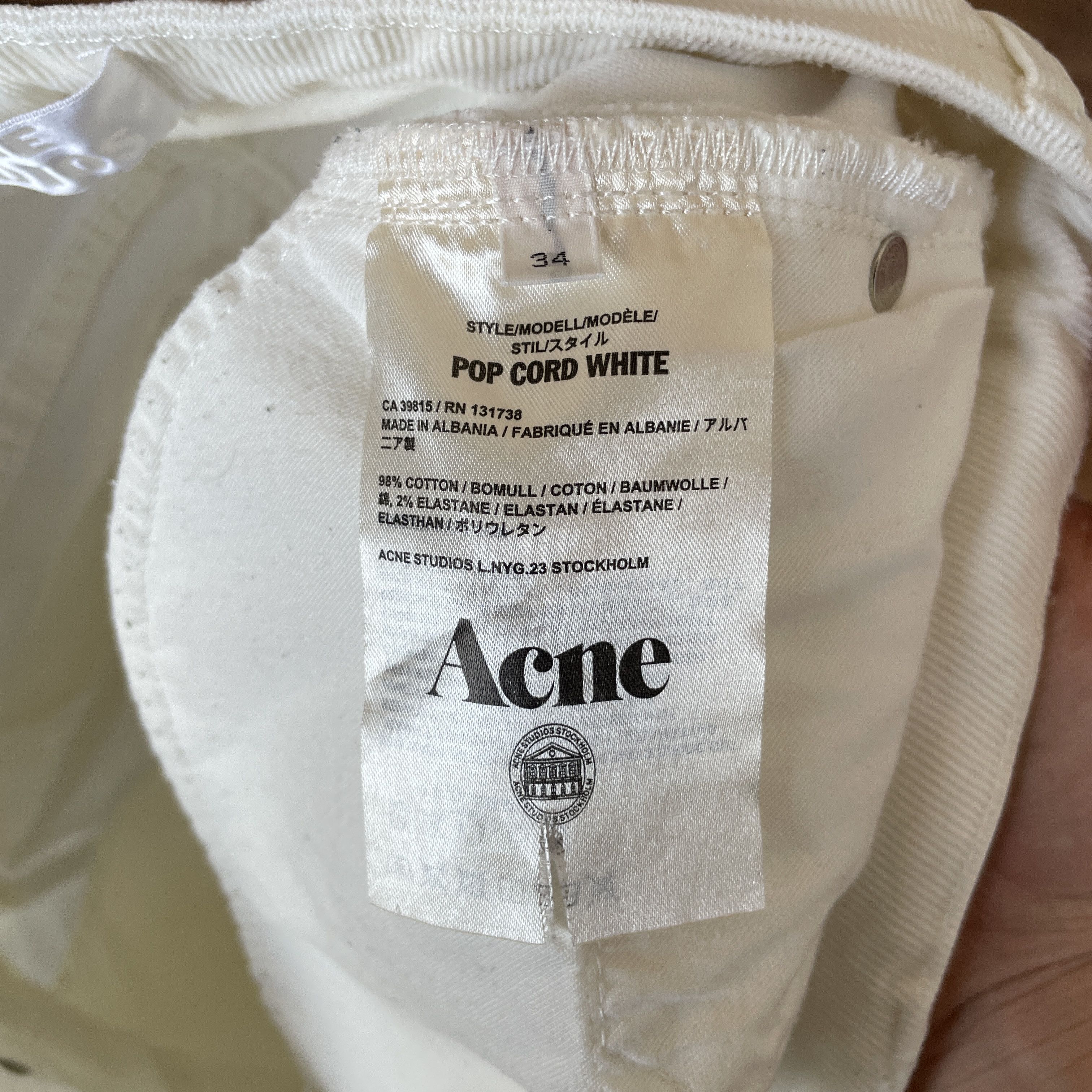 Acne Studios Acne Studios Pop Corduroy Womens White Pants Size 34 Size 34" / US 12 / IT 48 - 8 Thumbnail