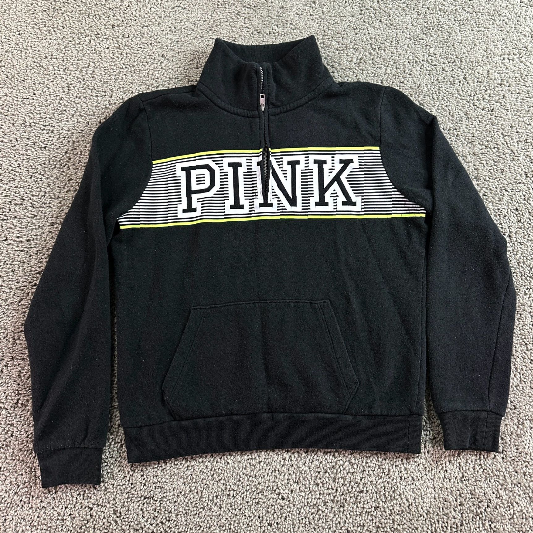 Victoria's Secret Victoria's Secret PINK Sweater Womens Small Black Pullover Sweatshirt Logo 1/4 Zip Casual Knit Touches-None Size S / US 4 / IT 40 - 2 Thumbnail