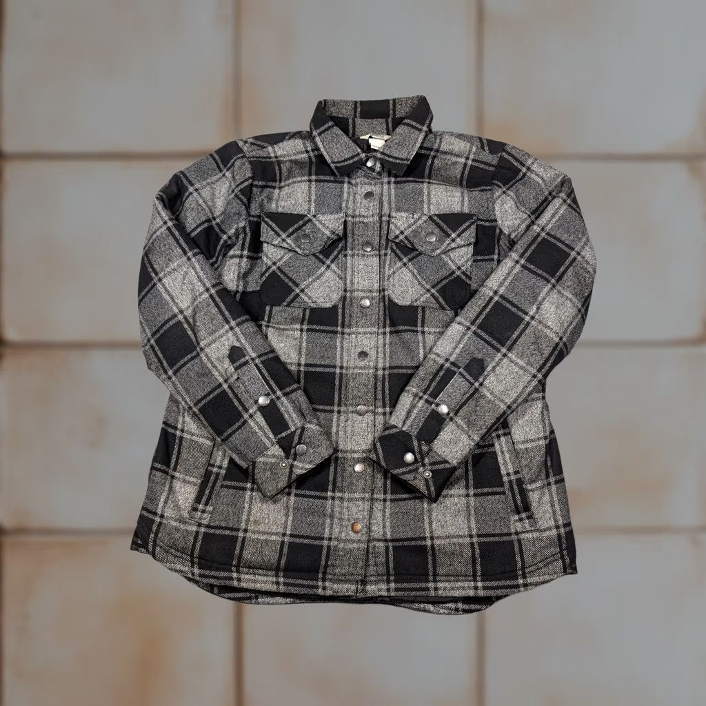 Duluth Trading Company Duluth Trading Co Jacket Mens Medium Gray Plaid Flannel Lined Quilted Shirt Coat SHACKET Snap Front Workwear Casual Mens Size US M / EU 48-50 / 2 - 1 Thumbnail