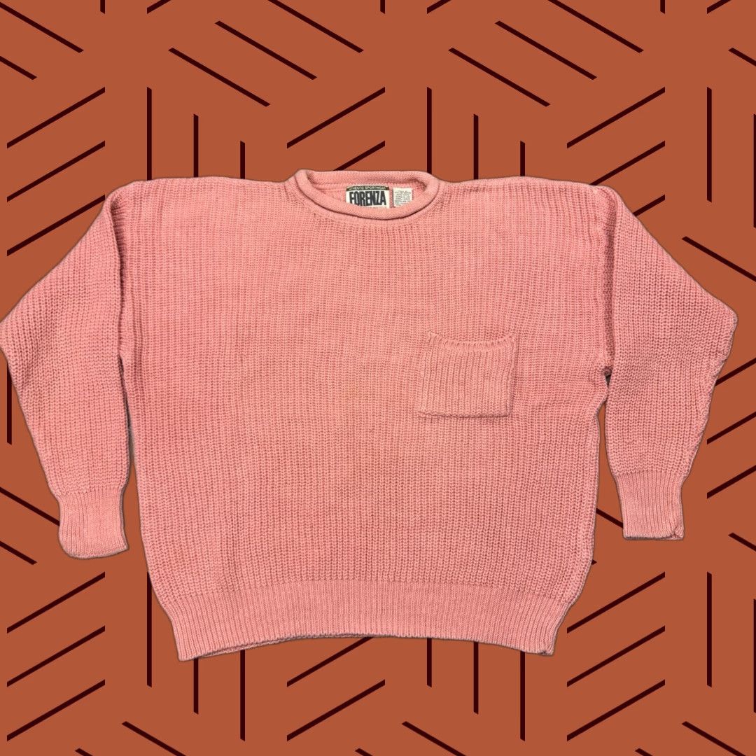 Etro VINTAGE Forenza 90s Pink Chunky Knit Sweater Women’s L Crew Neck Oversized Cable-Knit Preppy Size L / US 10 / IT 46 - 1 Thumbnail