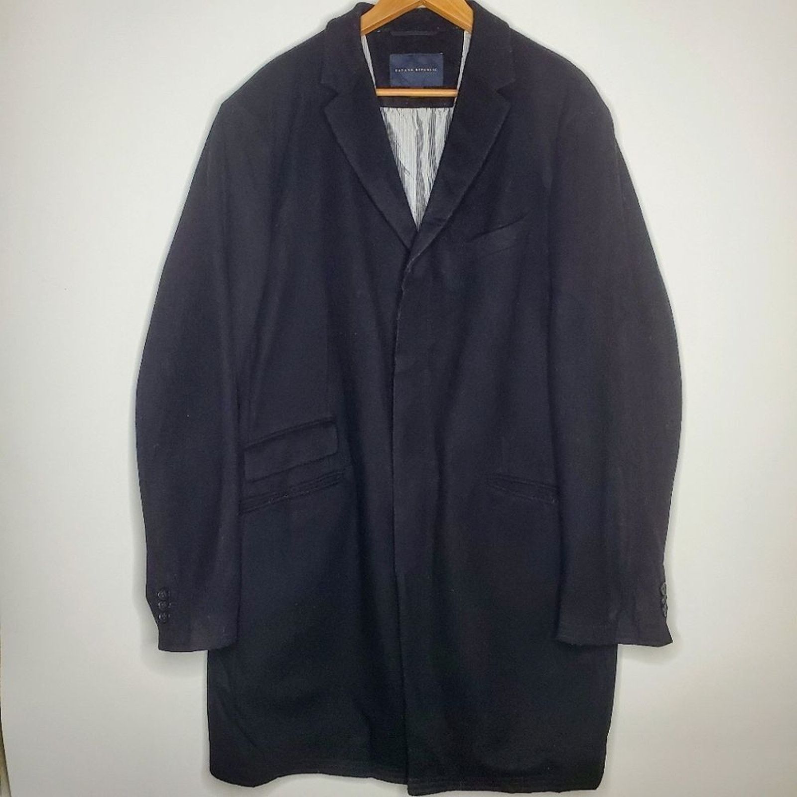 Banana Republic Black Wool Longline Trench Coat Size XL