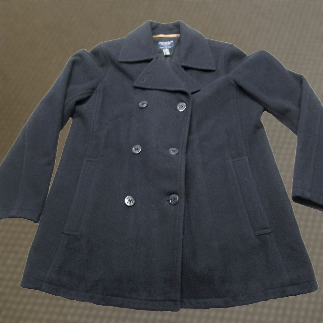 American Eagle Outfitters American Eagle Jacket Pea Coat Medium Black Wool Blend Double Breast Y2K Women Size M / US 6-8 / IT 42-44 - 1 Thumbnail
