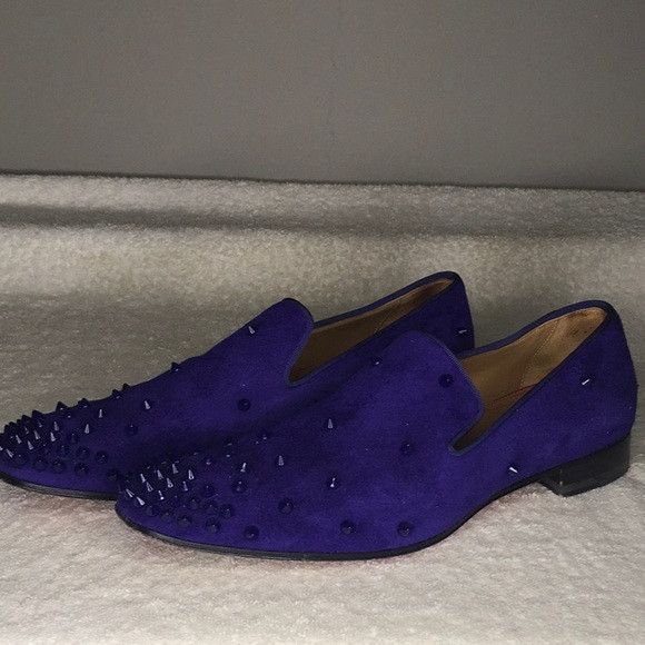 Christian Louboutin Christian Louboutin Spiked Purple Suede Slip-On Loafers Size US 7.5 / EU 40-41 - 3 Thumbnail