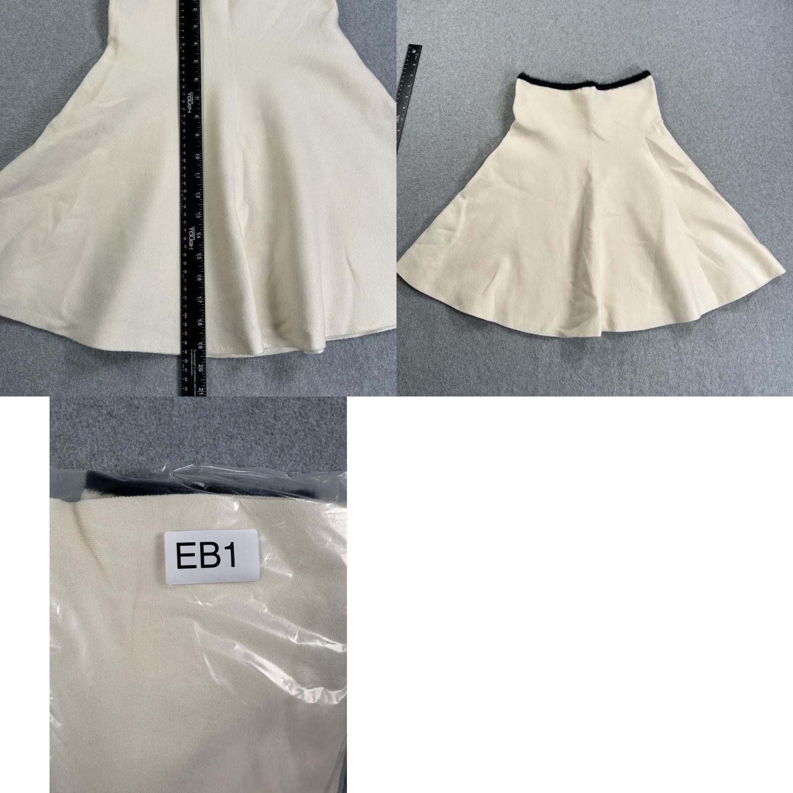 Zara Zara Knit Skirt Womens Large White A-Line Short High Waist Flare Stretch Casual Size 36" / US 14 / IT 50 - 8 Thumbnail