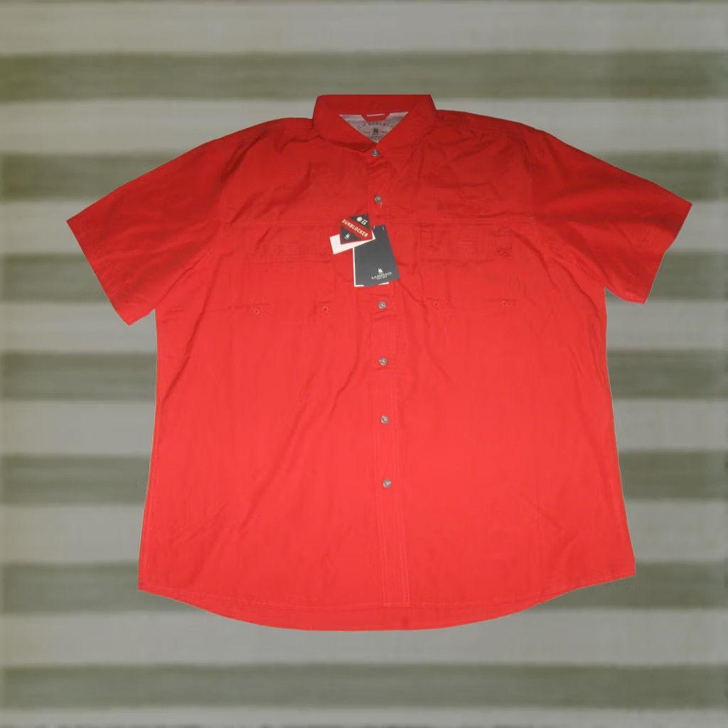 CO GH Bass & Co Shirt Button-Up Men's 2XL Sun Blocker Moisture Wicking UV Orange Cotton Polyester Casual Button Up Front Chest Pocket Size US XXL / EU 58 / 5 - 1 Thumbnail