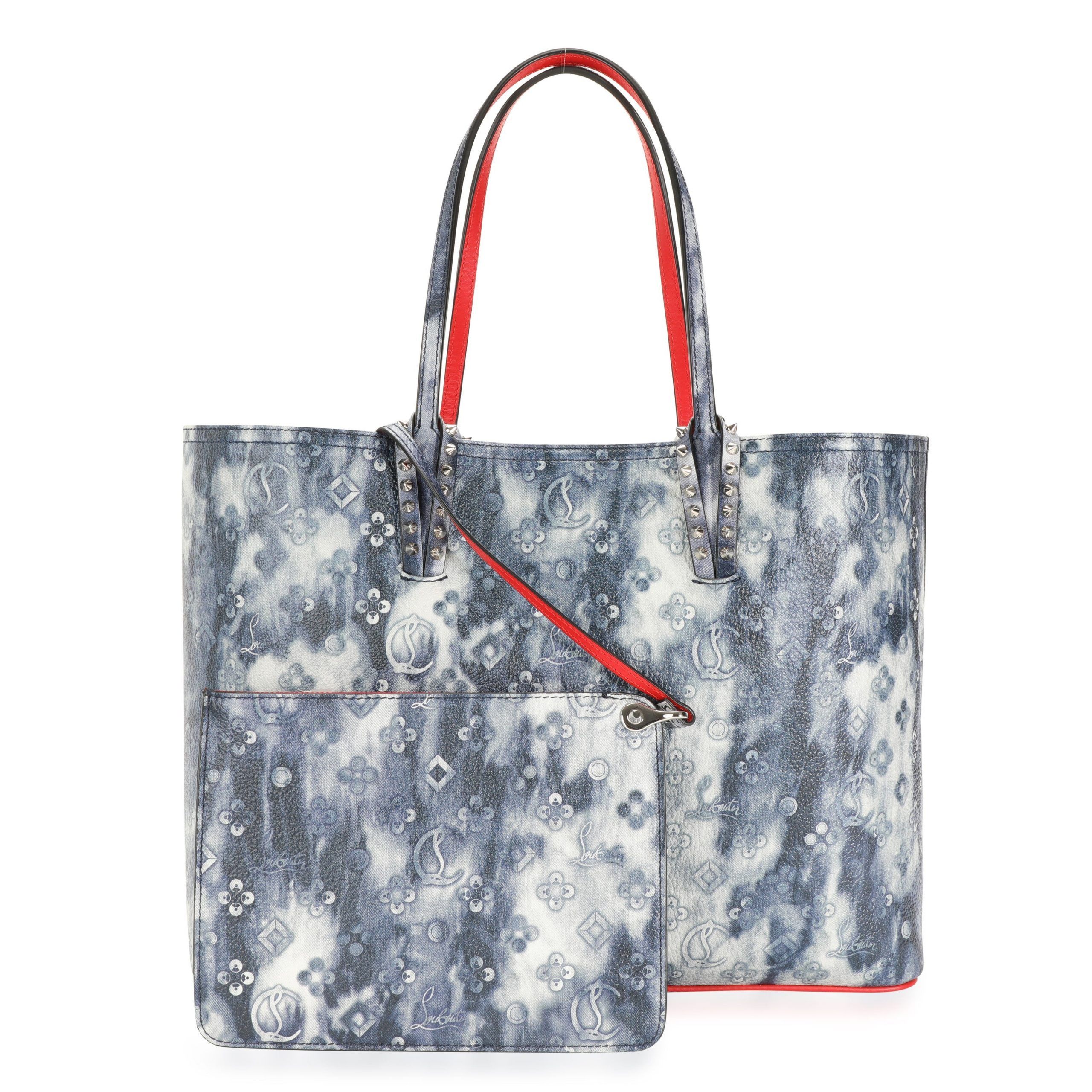 image of Christian Louboutin Blue Tie Dye Printed Leather Cabata Punk Tote, Women's