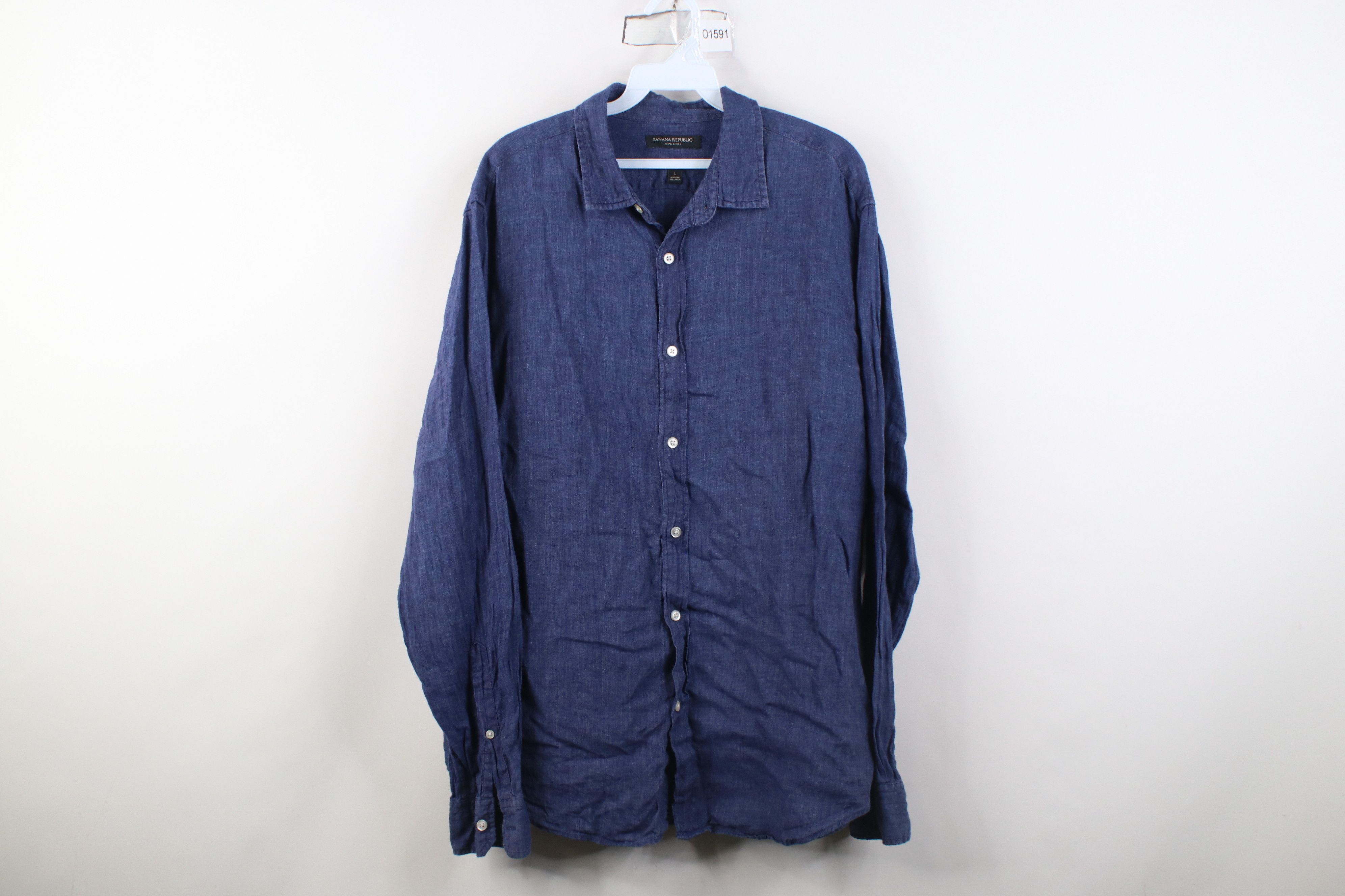 Banana Republic Banana Republic Fit Chambray Linen Button Shirt Blue Size US L / EU 52-54 / 3 - 1 Thumbnail