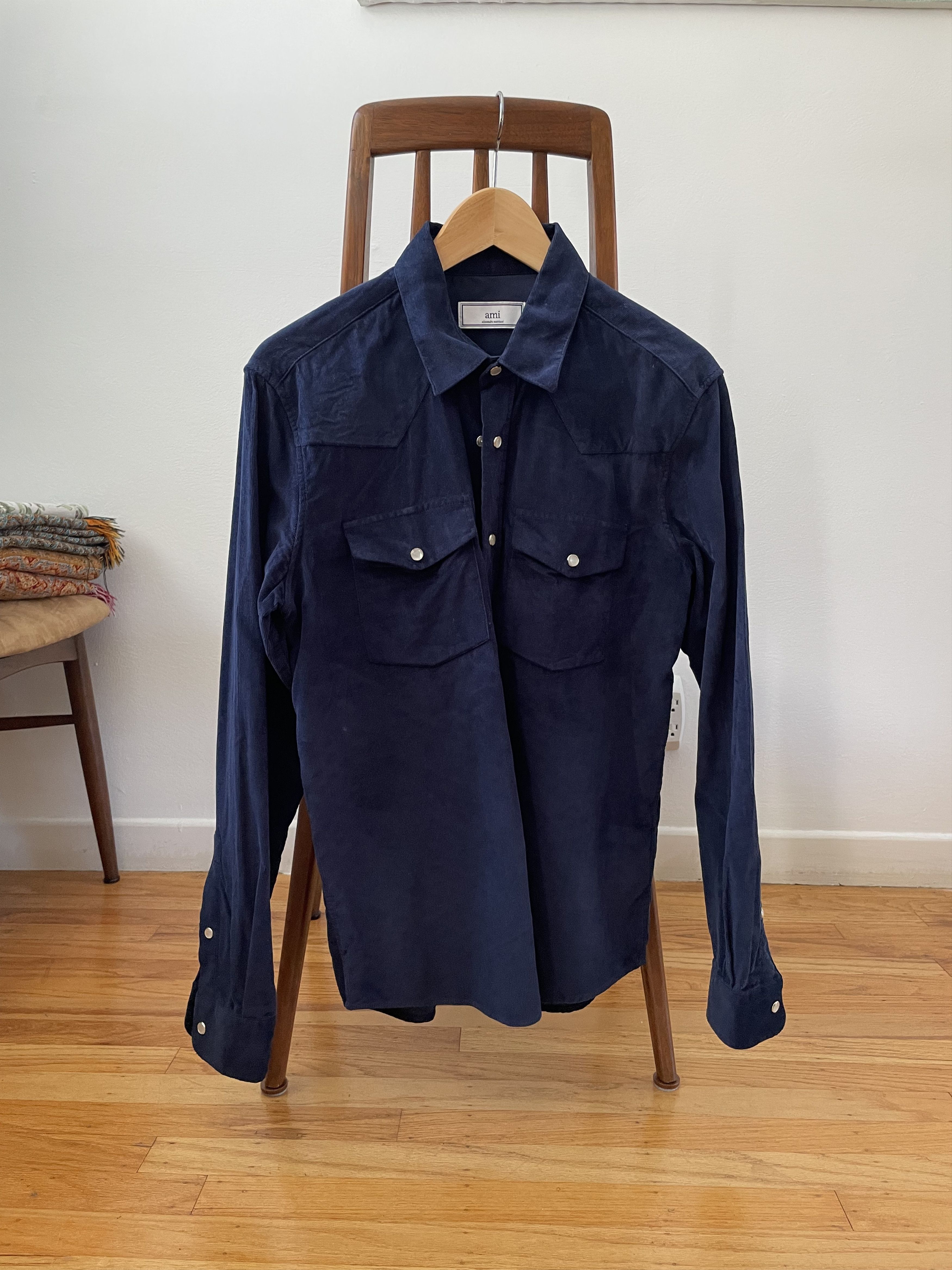 AMI Ami Western Navy button down overshirt corduroy Size US S / EU 44-46 / 1 - 1 Thumbnail