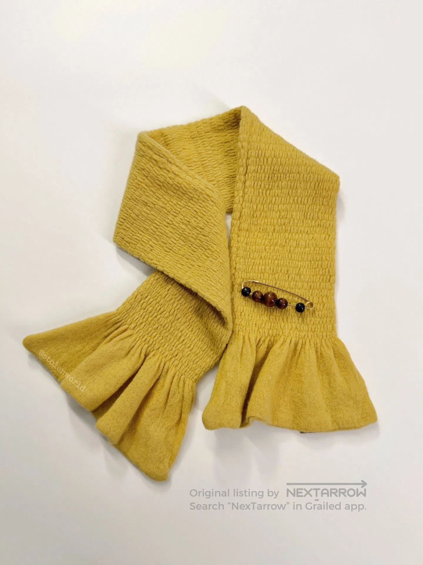 Romeo Gigli soft pleated wool scarf in ginger color. Size ONE SIZE - 7 Thumbnail