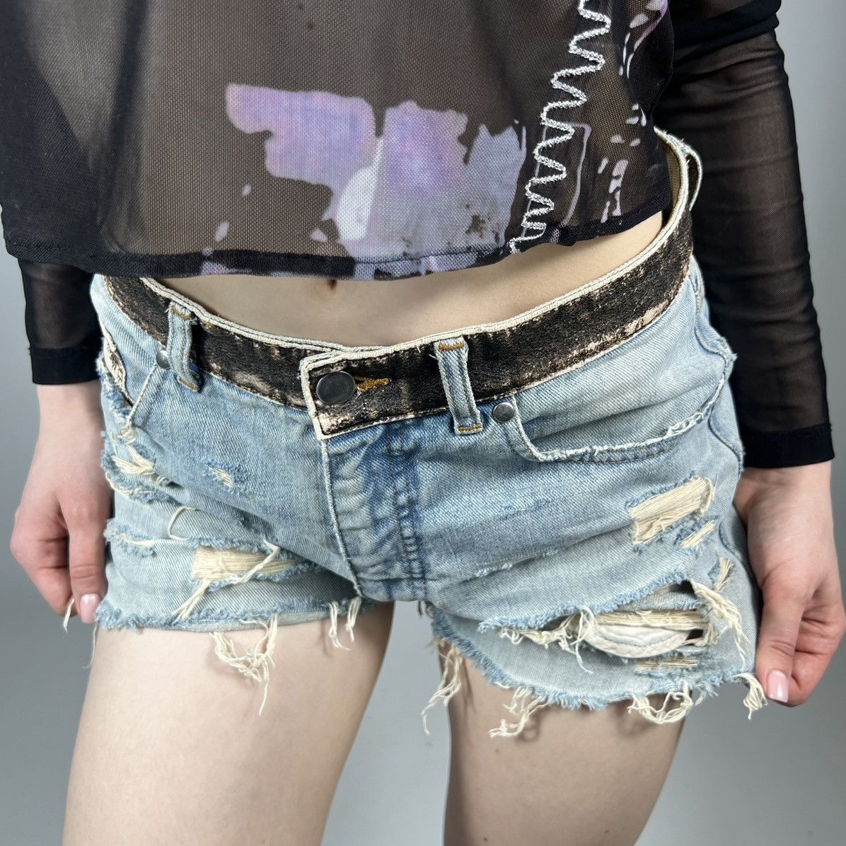 Japanese Brand Vintage Y2K Carte D’identine Japanese Distressed Shorts Size 30" / US 8 / IT 44 - 3 Thumbnail