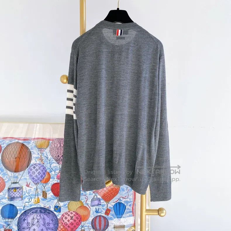 Thom Browne Thom Browne Grey Crewneck Knit Sweater Size US M / EU 48-50 / 2 - 2 Thumbnail