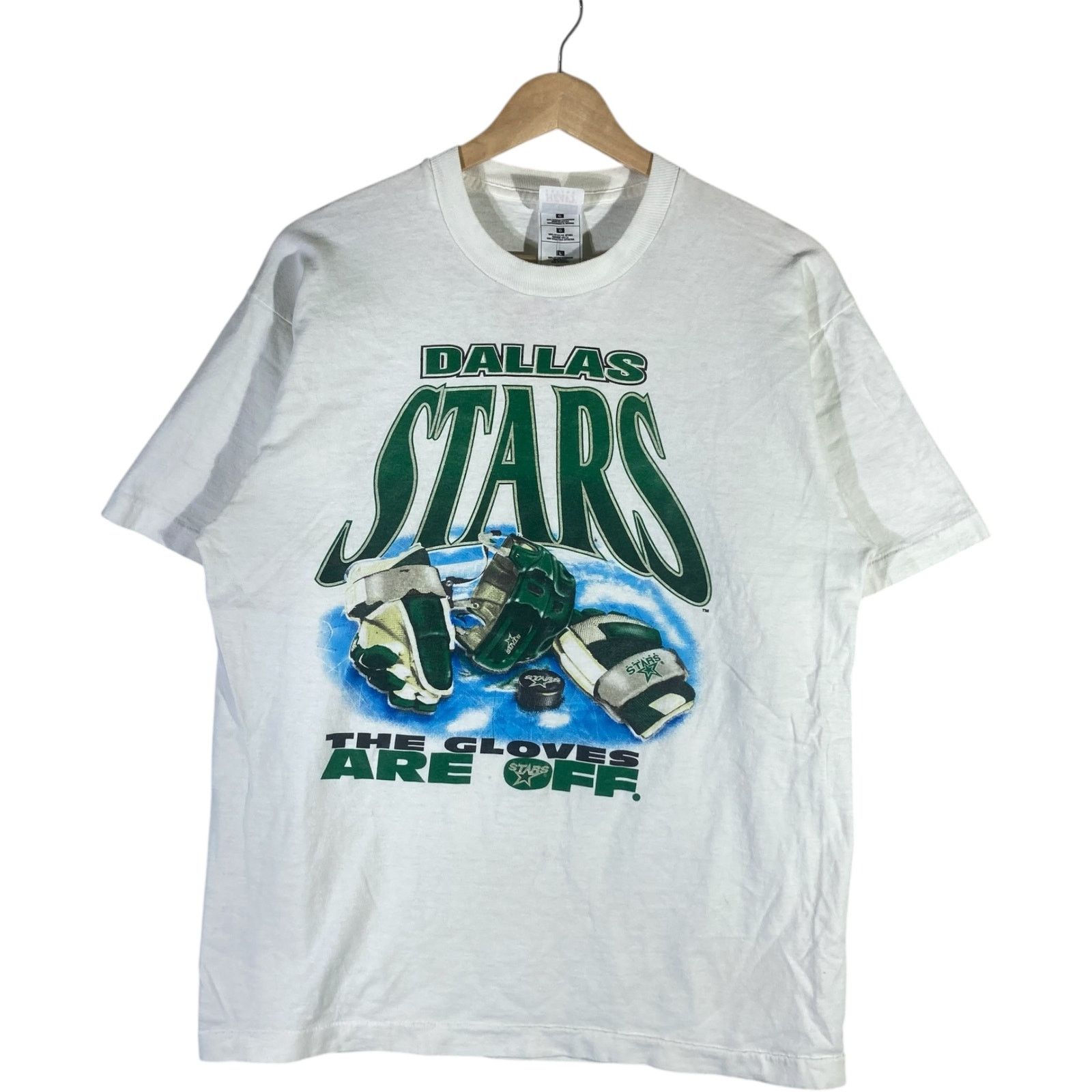 Fruit Of The Loom Vintage Dallas Stars "The Gloves Are Off." NHL Tee L Size US L / EU 52-54 / 3 - 1 Thumbnail