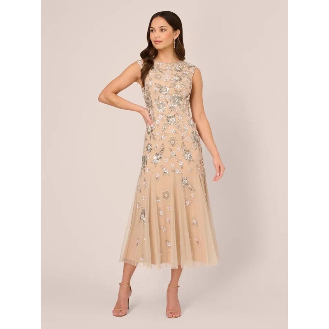 Adrianna Papell NWT New $299 Adrianna Papell Floral Beaded Ankle Length Gow Size XL / US 12-14 / IT 48-50 - 1 Thumbnail