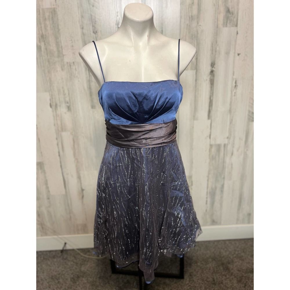 Other Jump Apparel Blue & Silver Glitter Fit & Flare Dress – Size Size L / US 10 / IT 46 - 1 Thumbnail