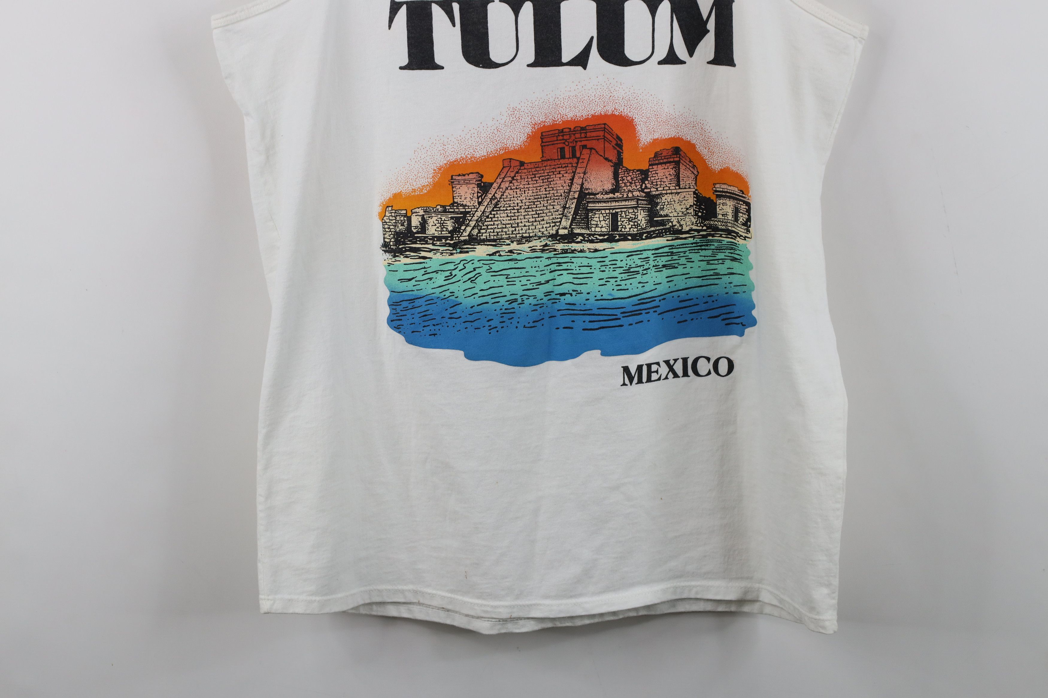 Vintage Vintage 90s Streetwear Tulum Mexico Tank Top T-Shirt White Size US XL / EU 56 / 4 - 15 Thumbnail