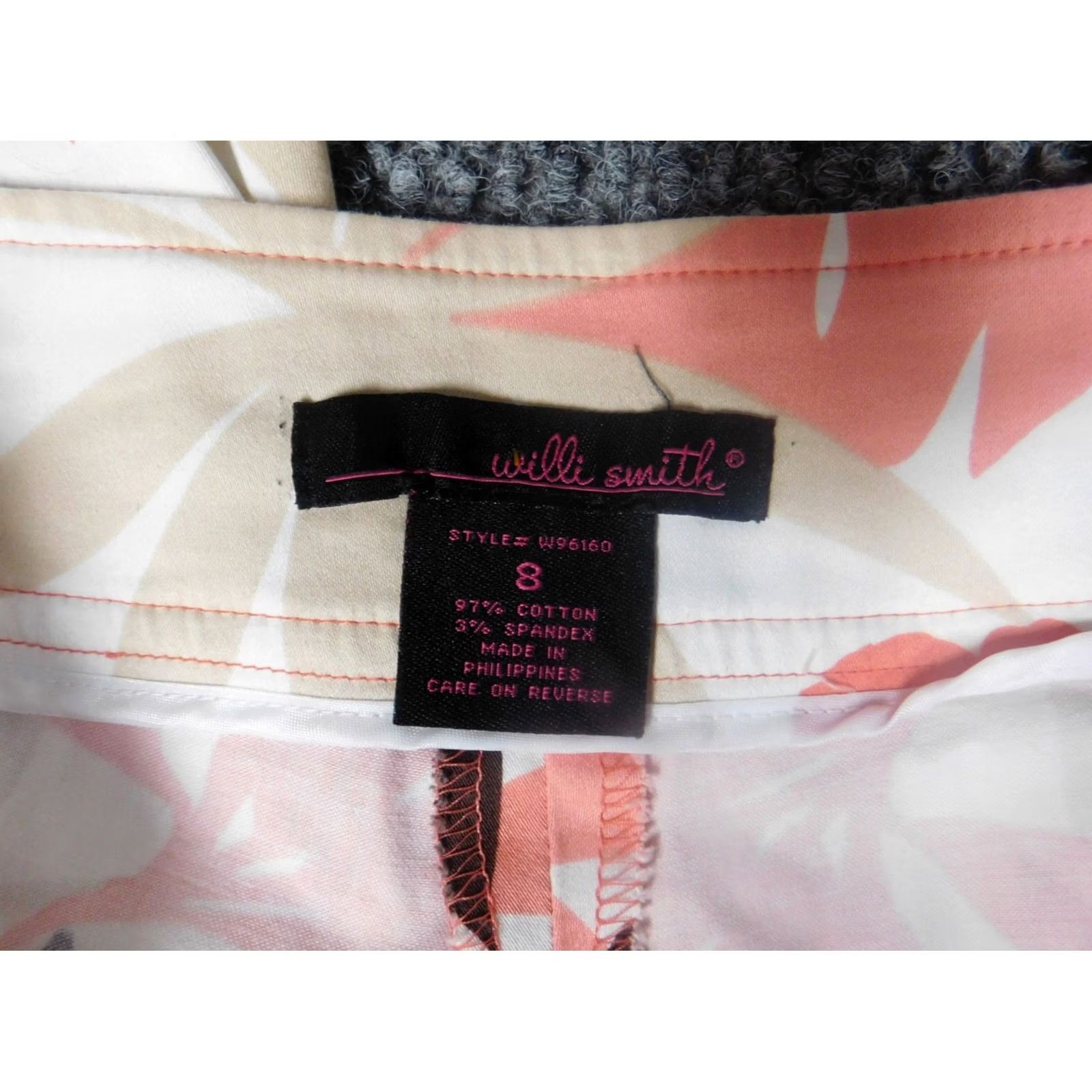 Willi Smith Willi Smith Womens Pants 8 Pink Floral Straight Stretch Knit Zip Ankle Casual Size 30" / US 8 / IT 44 - 3 Thumbnail