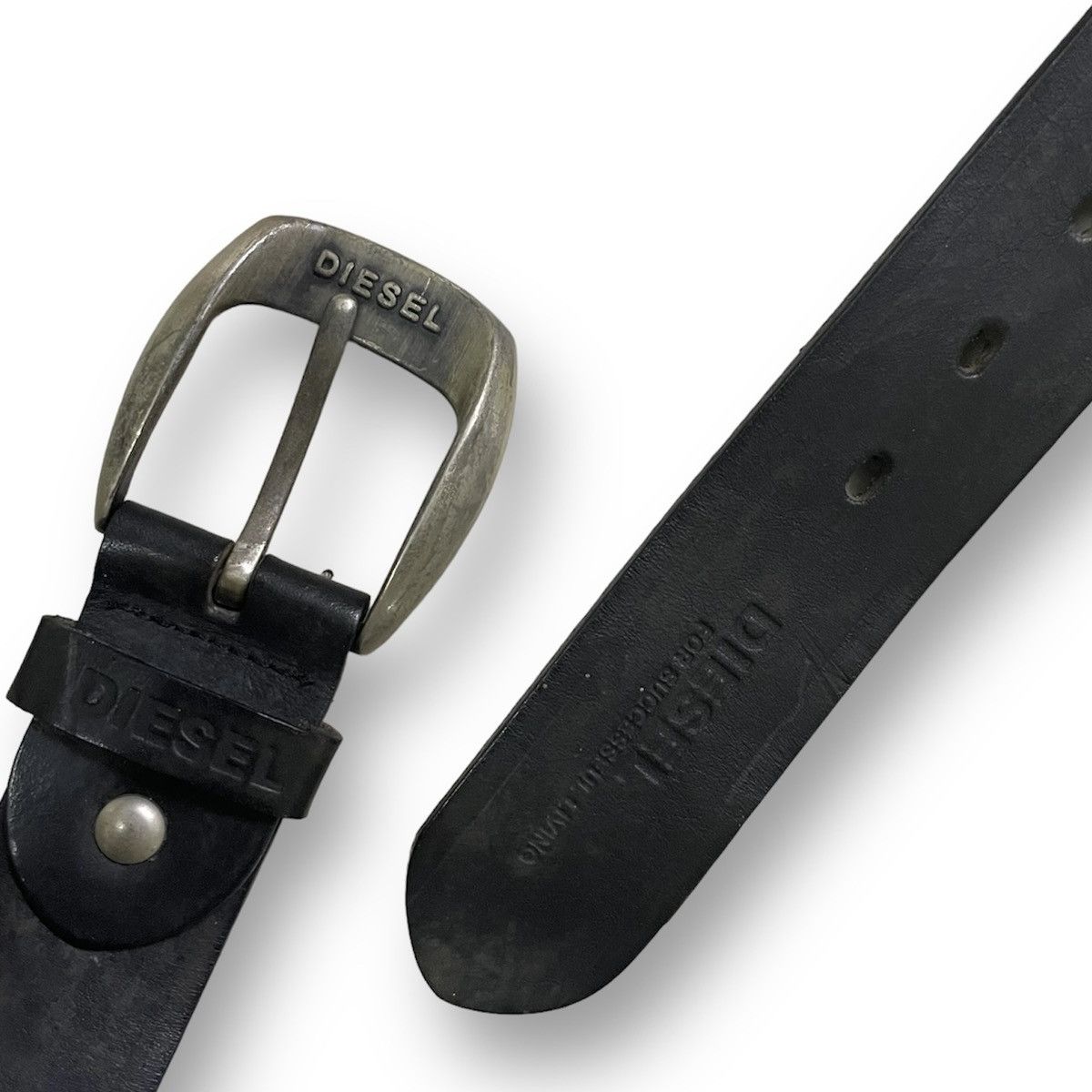 Diesel Vintage Diesel Buckle Black Leather Size 42 - 3 Thumbnail