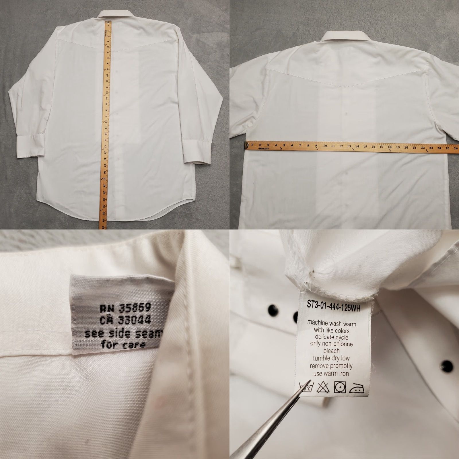 Roper Roper Gold Collection Shirt Mens 17 34 White Bib Front Pearl Snap Western Formal Shirt Mens Color White 17 34 Bib Front Pearl Snap Western Formal Size 46R - 8 Thumbnail