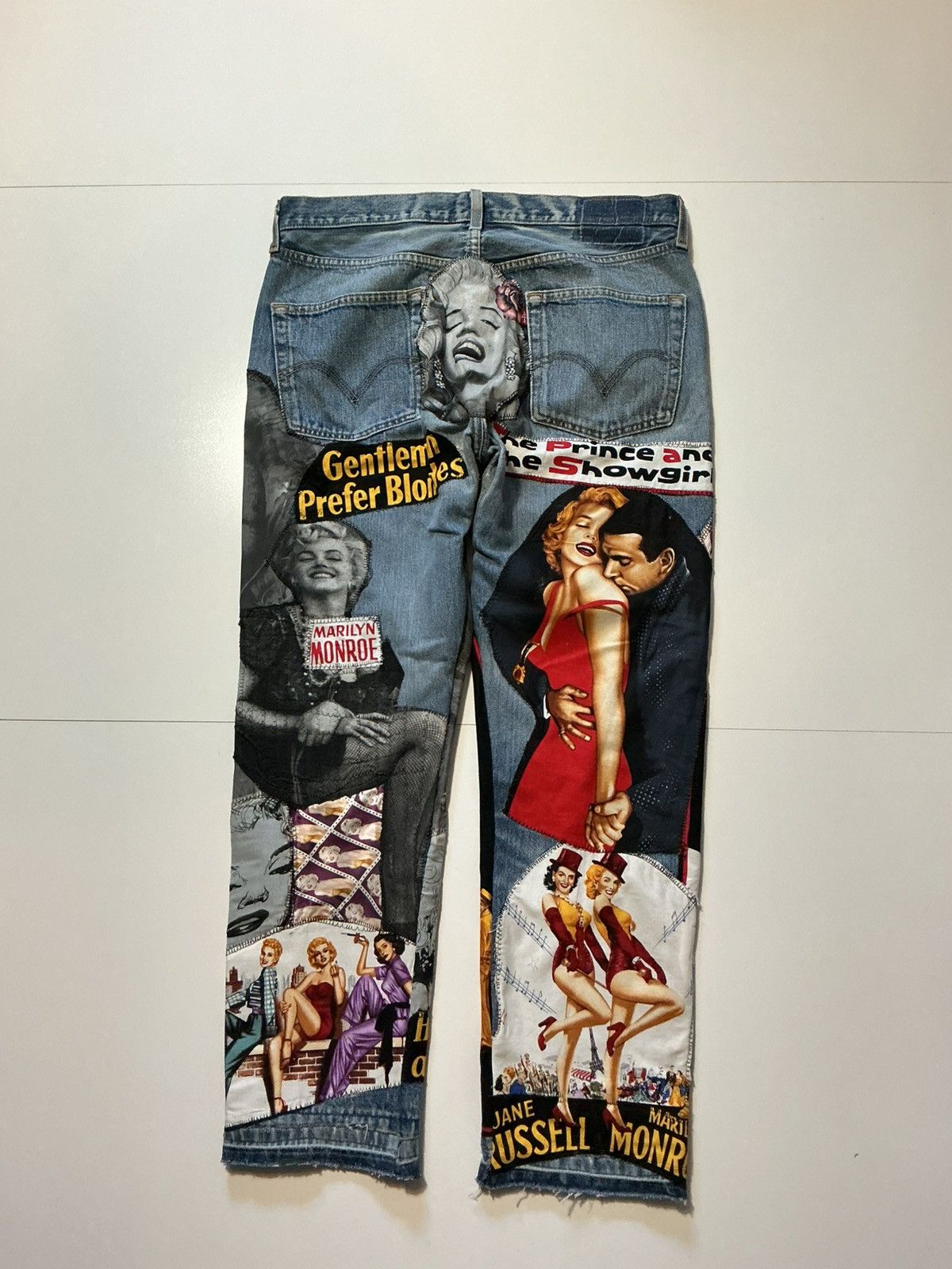 Levi's Levis Marilyn Monroe Patchwork OOAK 1Of1 Rework Denim Jeans Size US 36 / EU 52 - 2 Thumbnail