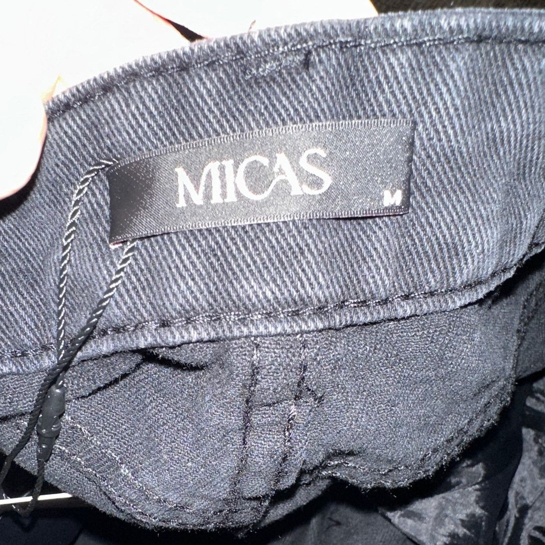 Other Micas Medium Black Split Denim Midi Asymmetrical Waist Skirt Size 30" / US 8 / IT 44 - 5 Thumbnail