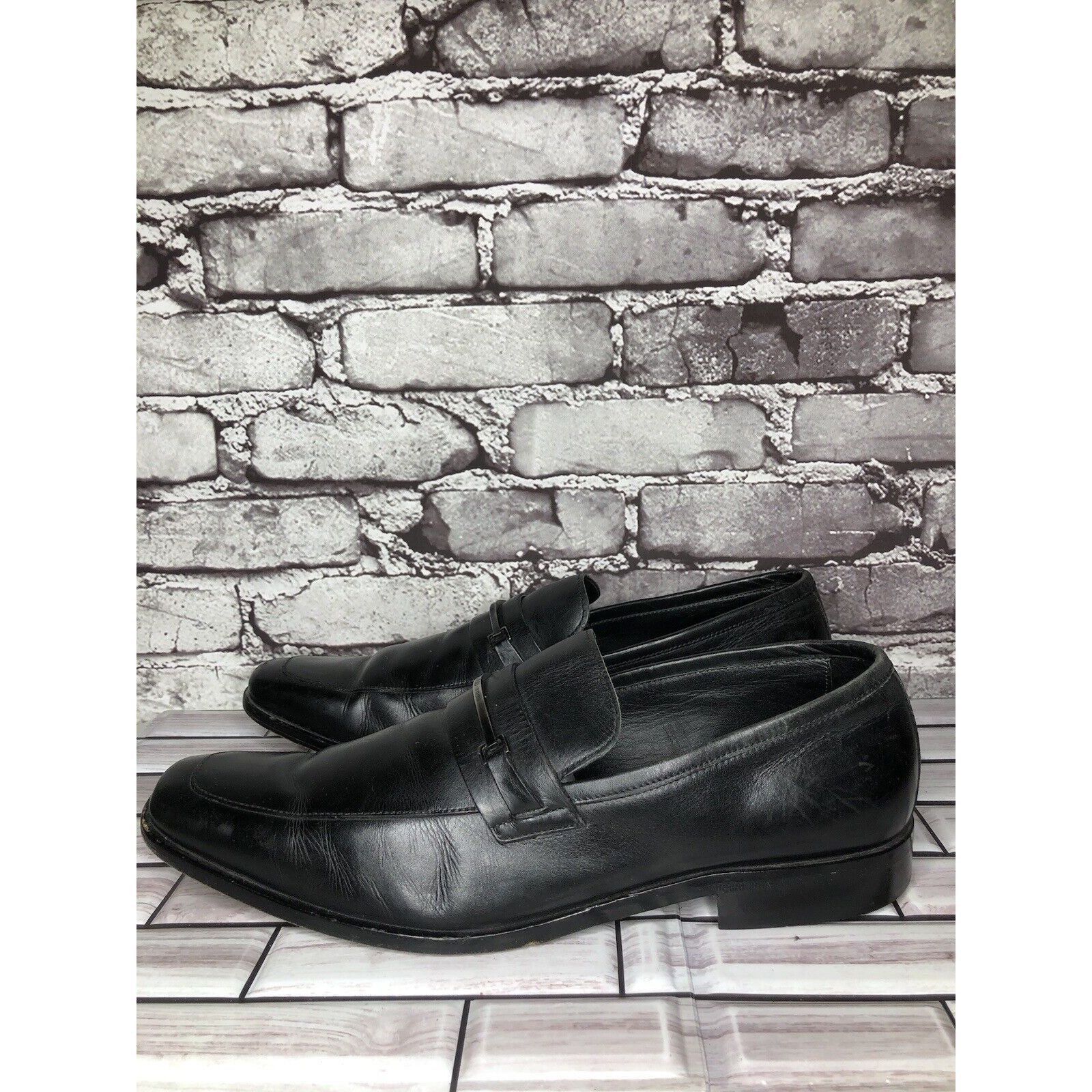 Hugo Boss HUGO BOSS Vero Cuoio Black Leather Horsebit Loafer Dress Sho Size US 11.5 / EU 44-45 - 10 Thumbnail