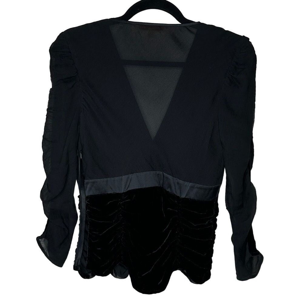 Other Catherine Malandrino Black Deep-V Satin 3/4 Sleeve Blouse S Size S / US 4 / IT 40 - 6 Thumbnail