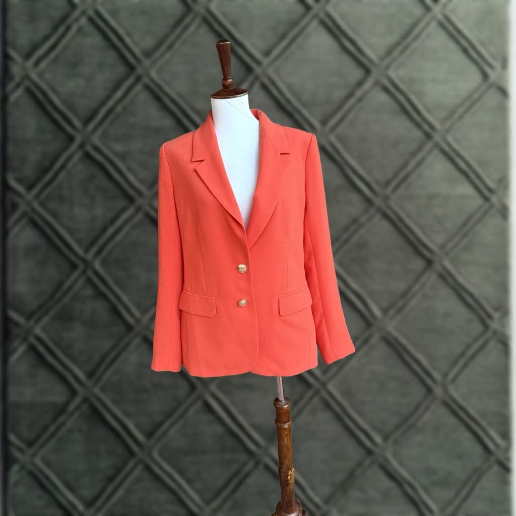 J.Crew J.Crew Willa Blazer Womens 6 Orange Gold Button Lined Career Jacket Shirt Size M / US 6-8 / IT 42-44 - 1 Thumbnail