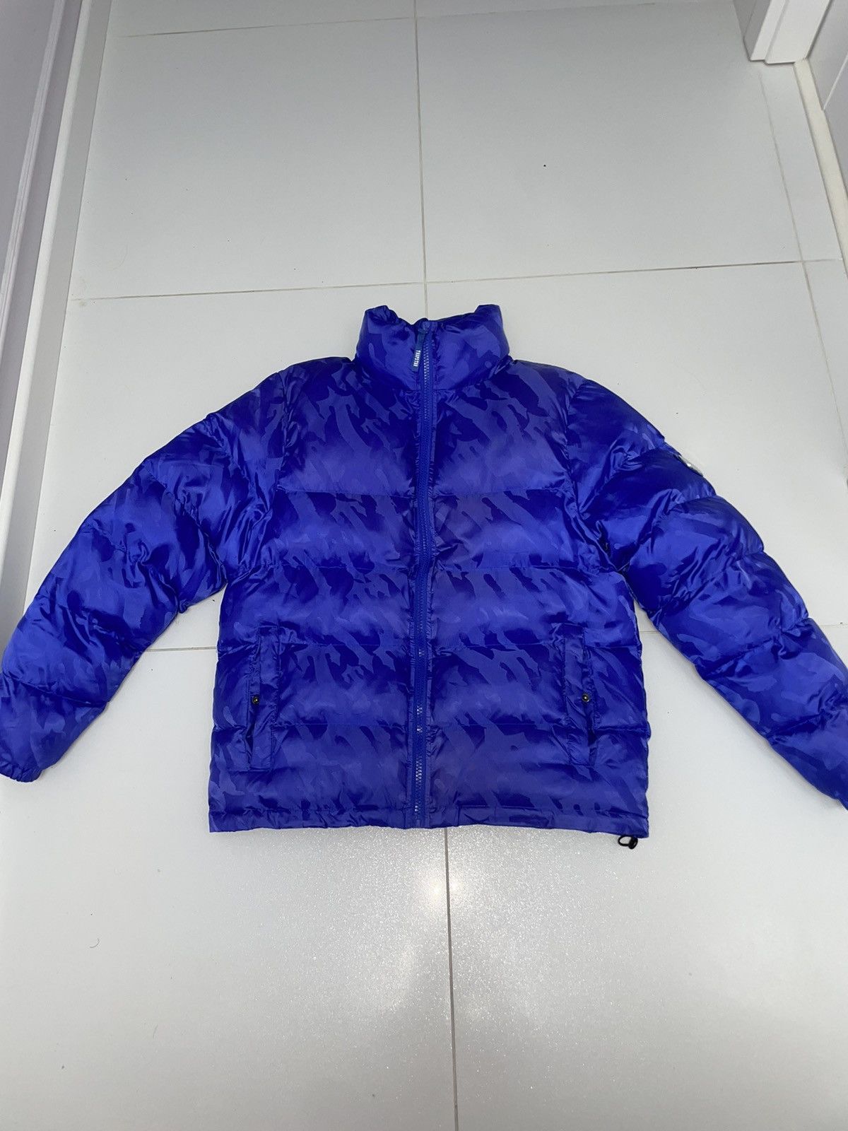 image of Trapstar London Trapstar Jacquard Puffer Jacket Dazzling Blue, Men's (Size Medium)