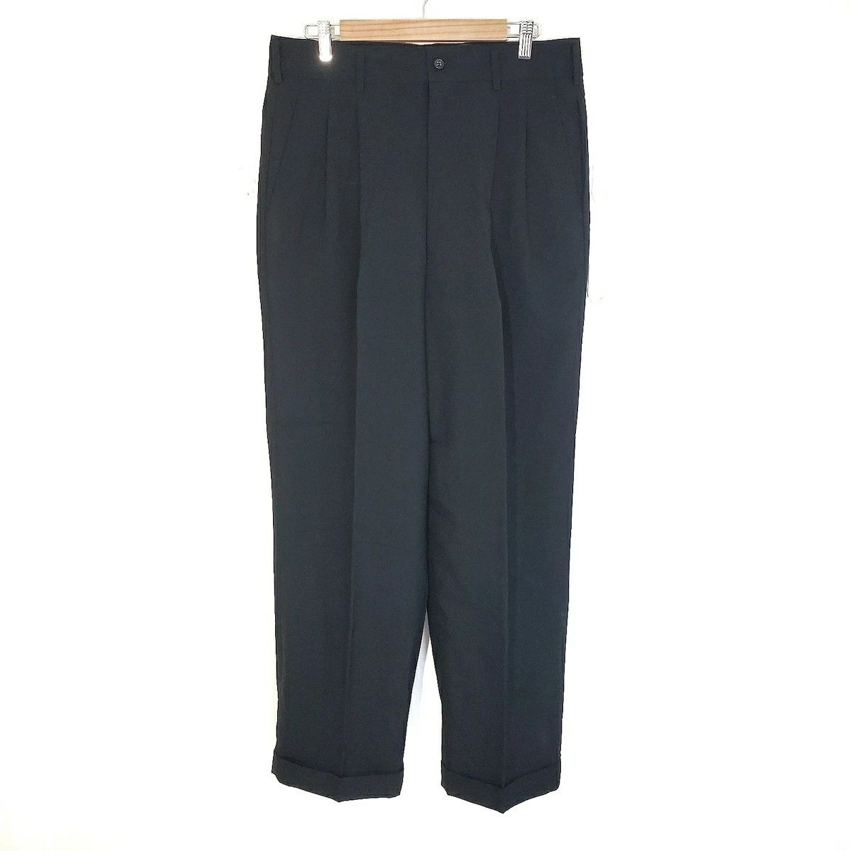 Comme des Garcons Homme Casual Pants full length plain zipper 2 tucks wool Black Size US 31 - 1 Thumbnail