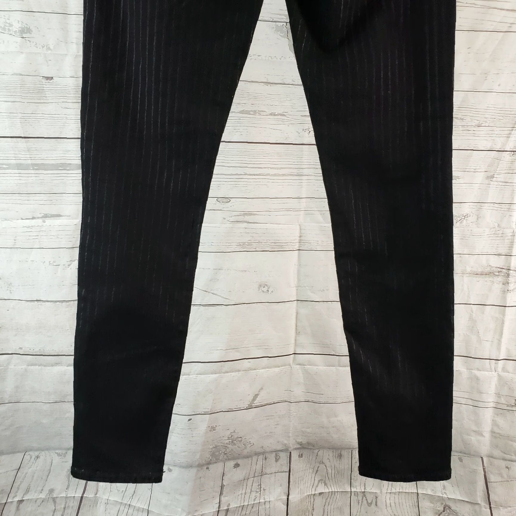 Loft LOFT Ann Taylor Womens Skinny Jeans Sz 4 Black Stripes Mid Rise Cotton Blend Size 27" / US 4 / IT 40 - 5 Thumbnail