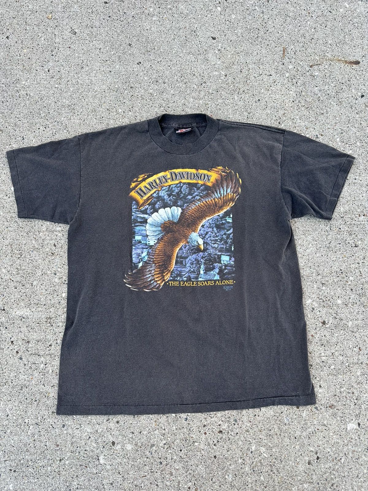 image of Vintage 1989 Twin Cities Harley Davidson Tee in Black, Men's (Size Large)