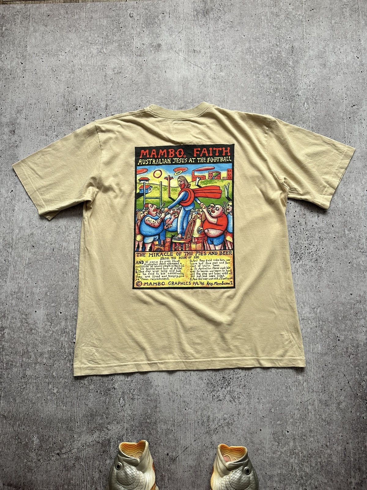 Mambo 1996 Mambo Australian Jesus At The Football Vintage Tee Size US XL / EU 56 / 4 - 1 Thumbnail