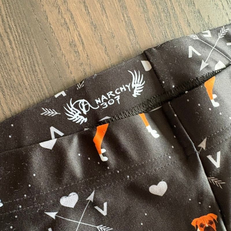 Other Anarchy 307 Womens Large Black Leggings Boxer Love Dog Lover Size 29" - 3 Thumbnail