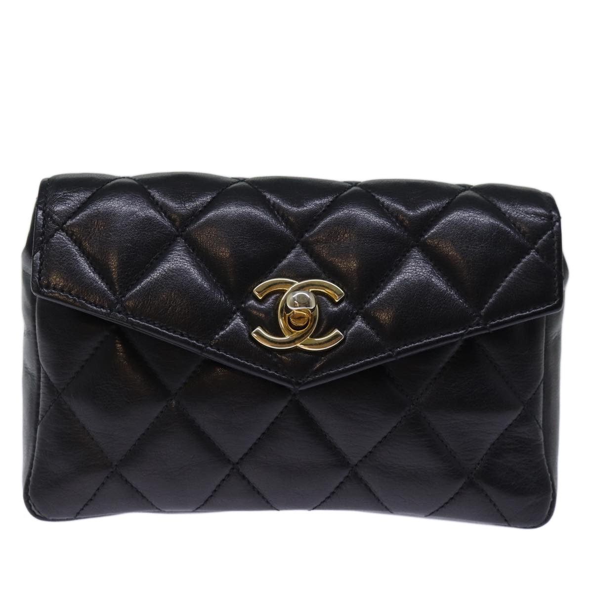 Chanel CHANEL Matelasse Turn Lock Waist Bag Leather Black CC Size ONE SIZE - 13 Thumbnail