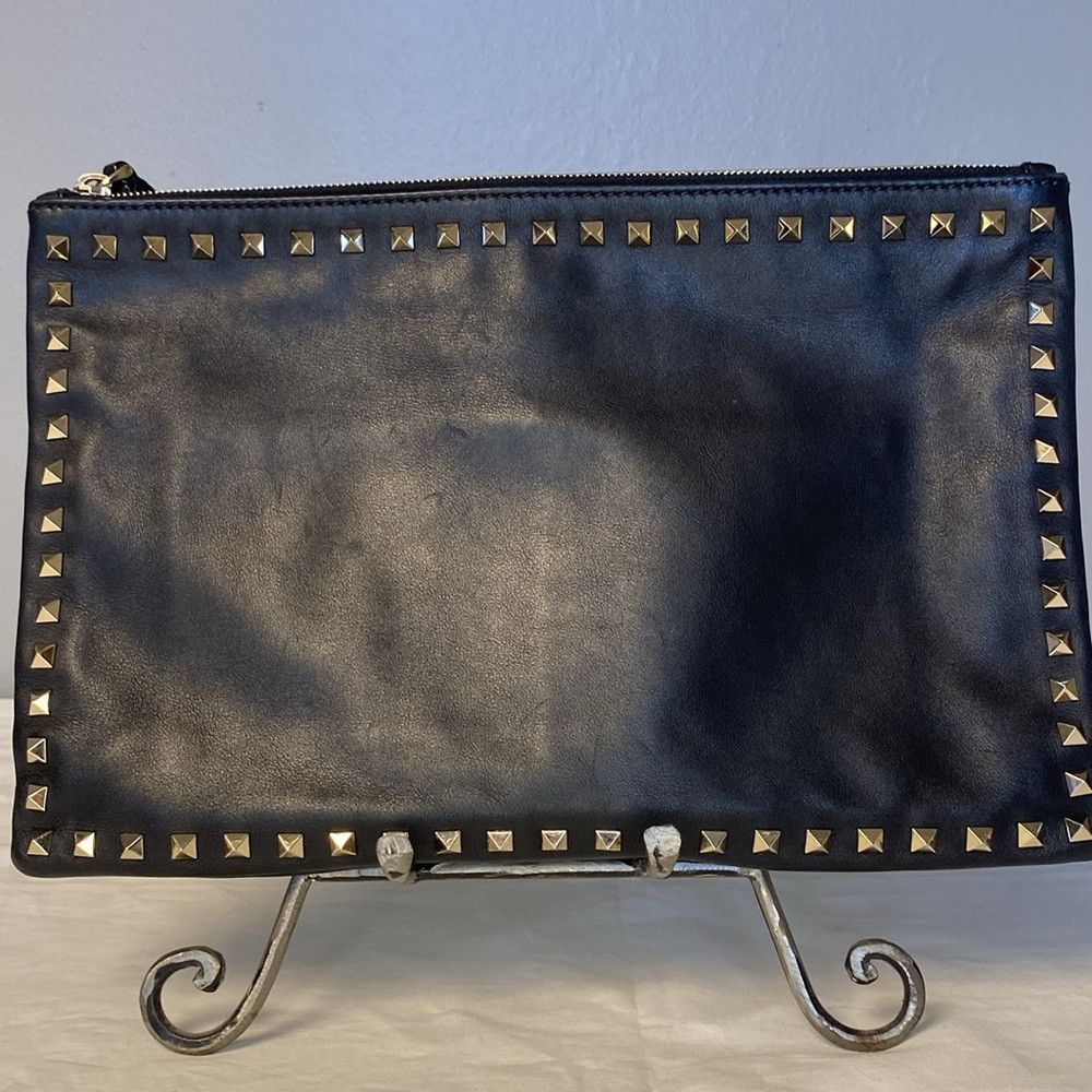 Valentino Valentino Garavani Rockstud Black Leather Pouch Size ONE SIZE - 6 Thumbnail