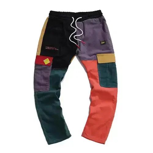 Color Patchwork Cargo Pants Hip Hop Joggers