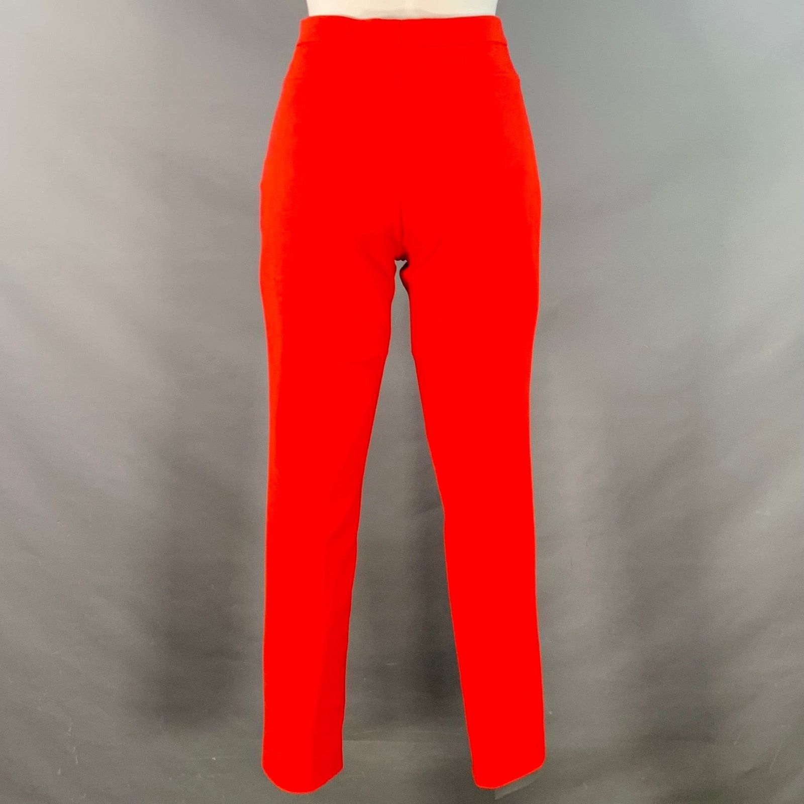 Akris AKRIS Size 4 Red Cotton Blend Side Zipper Casual Pants Size 27" / US 4 / IT 40 - 2 Thumbnail