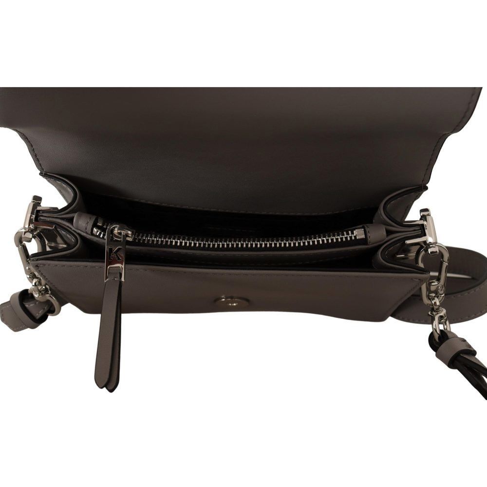Karl Lagerfeld Karl Lagerfeld Light Grey Leather Crossbody Bag Size ONE SIZE - 9 Thumbnail