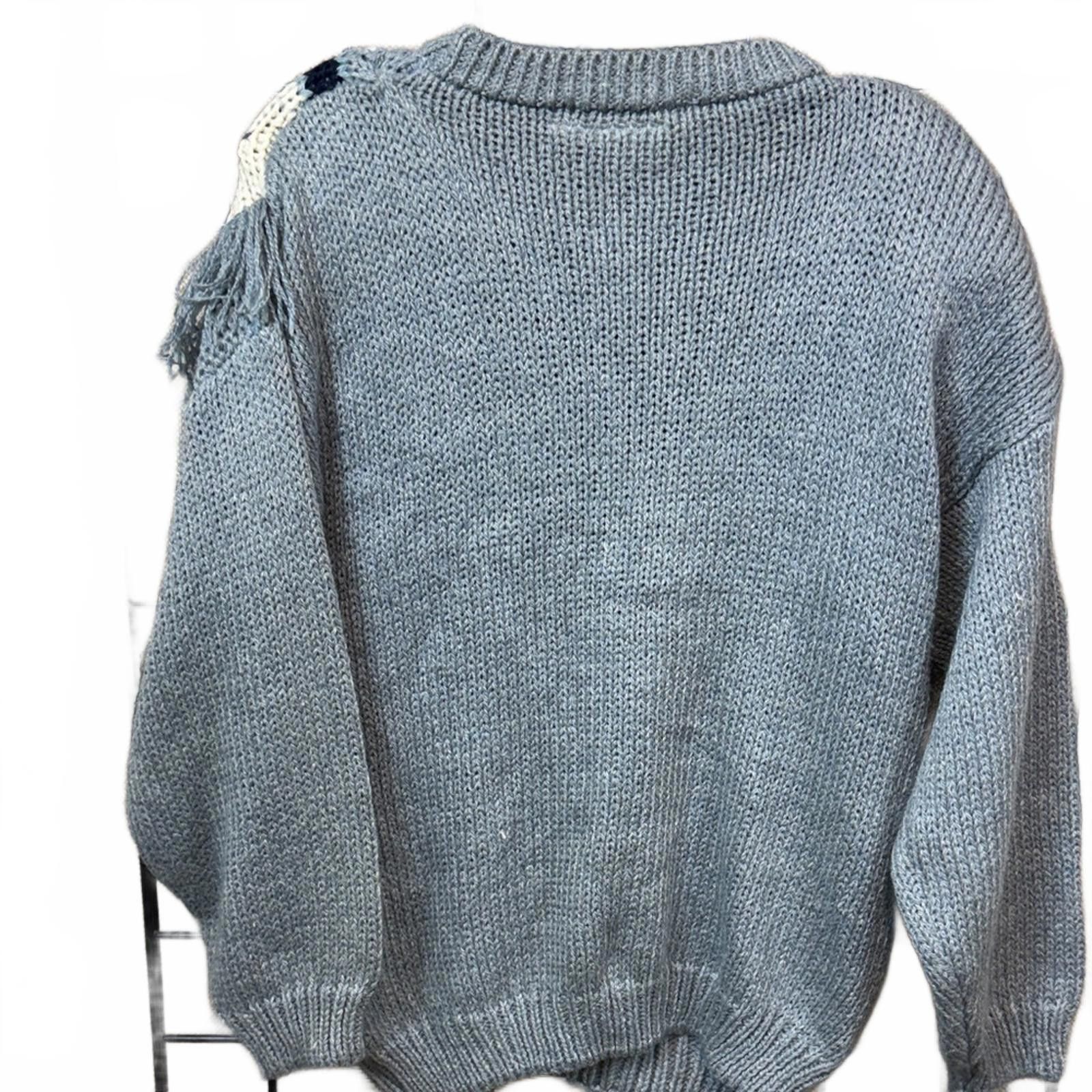 Other Blue Patterned Knitted by Hand Sweater Size M / US 6-8 / IT 42-44 - 4 Thumbnail