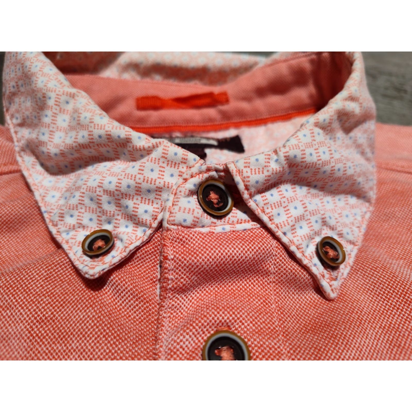 Johnston & Murphy Johnston & Murphy L Polo Dress Golf Shirt Men’s Pink Coral Two Toned VGUC Size 42R - 6 Thumbnail