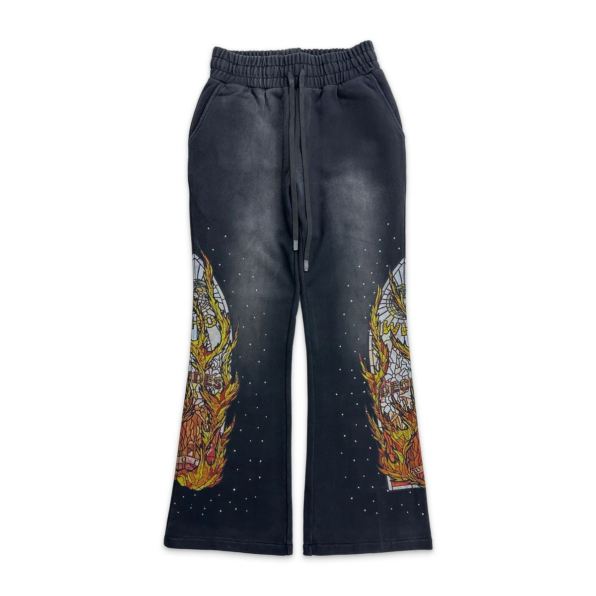 Who Decides War WDW "Faded Flame Glass" Coal Rhinestone Sweats Size US 32 / EU 48 - 1 Preview