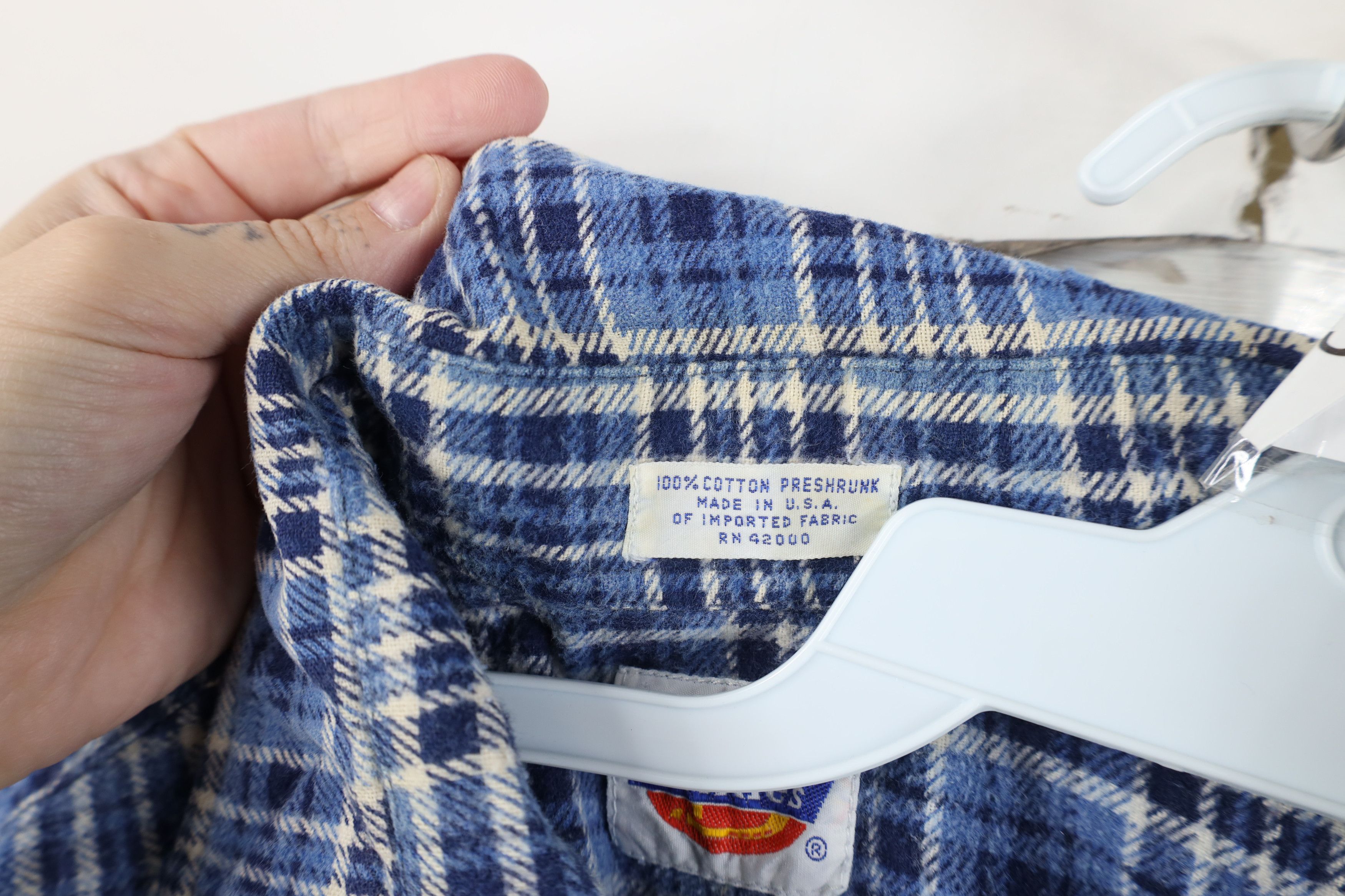 Dickies Vintage 70s Dickies Flannel Collared Button Shirt Blue Plaid Size US M / EU 48-50 / 2 - 9 Thumbnail