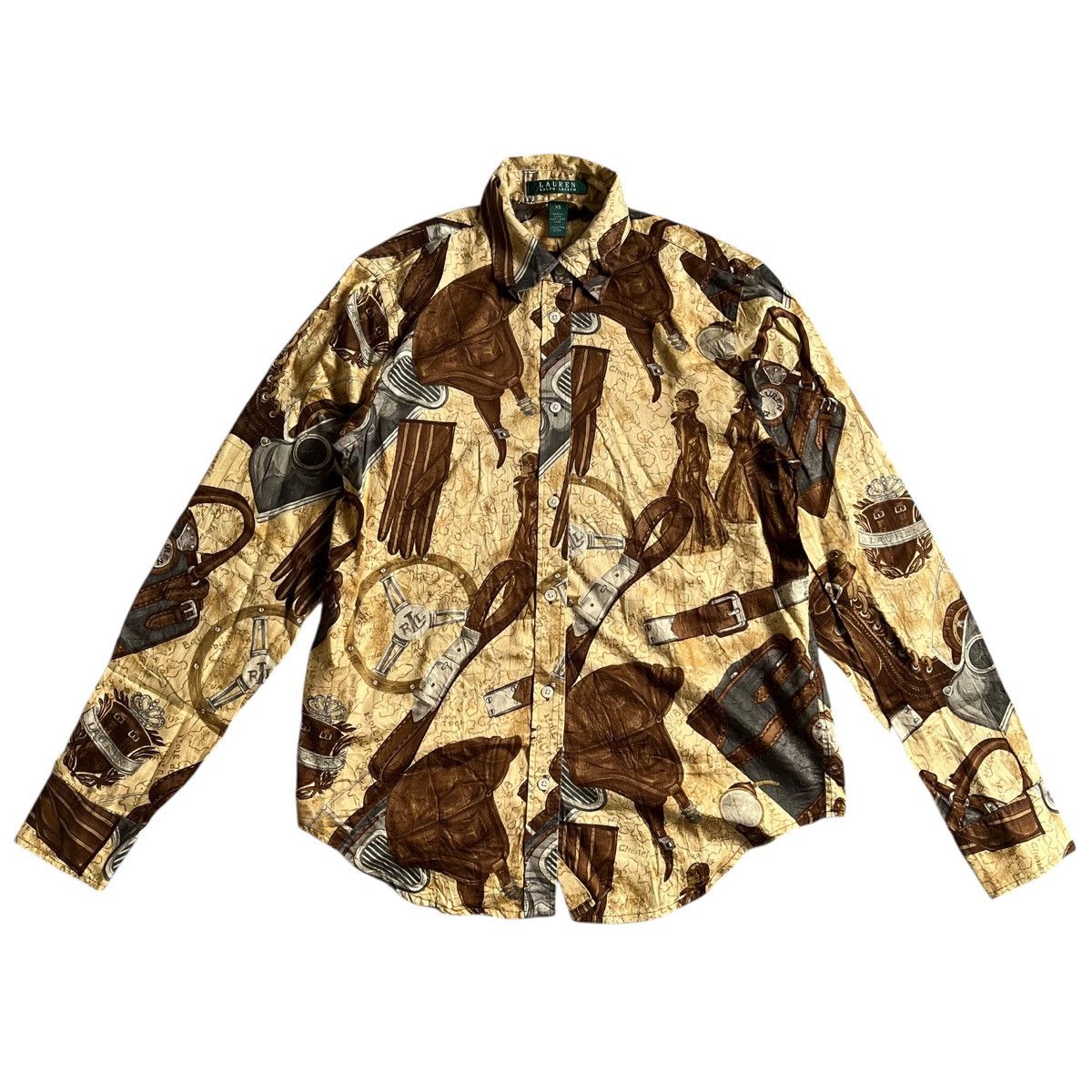 Ralph Lauren Vintage Lauren Ralph Lauren Equestrian Print Shirt – RARE Size XS / US 0-2 / IT 36-38 - 1 Thumbnail