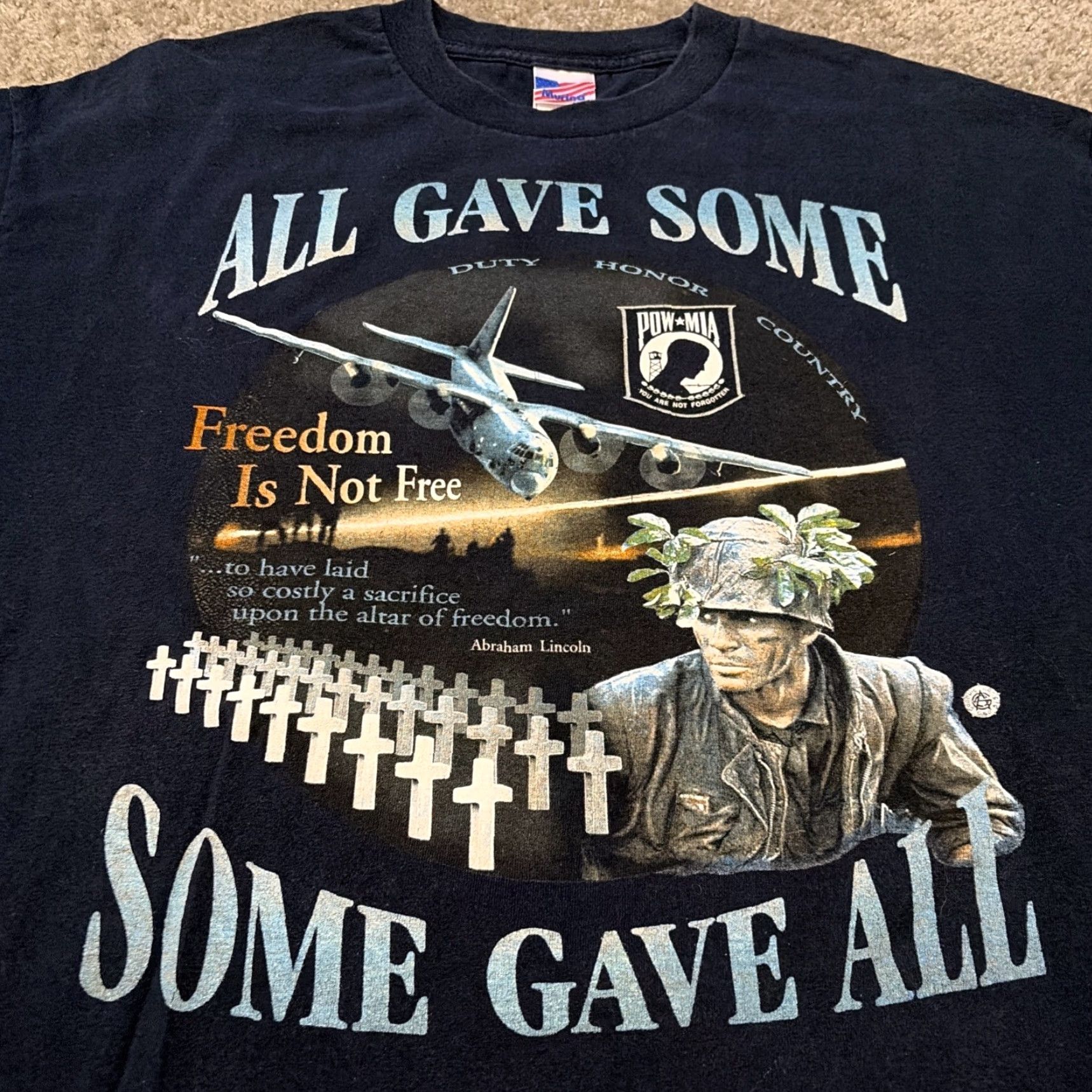 SOMET VINTAGE Murina Military T-Shirt XL Men Black All Gave Some Some Gave All POW Veteran Freedom Mens Size US XL / EU 56 / 4 - 3 Thumbnail