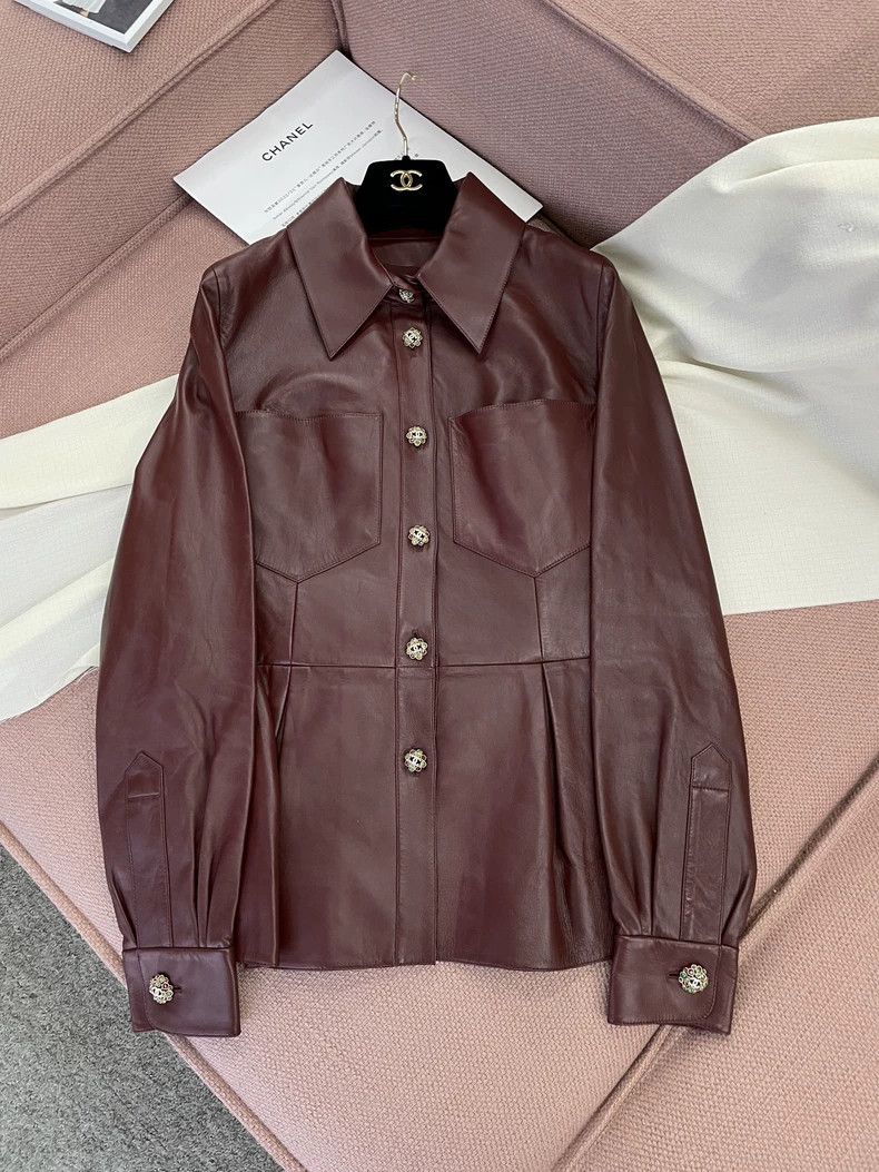 Chanel 22K Bordeaux Red Leather Jacket - dmc