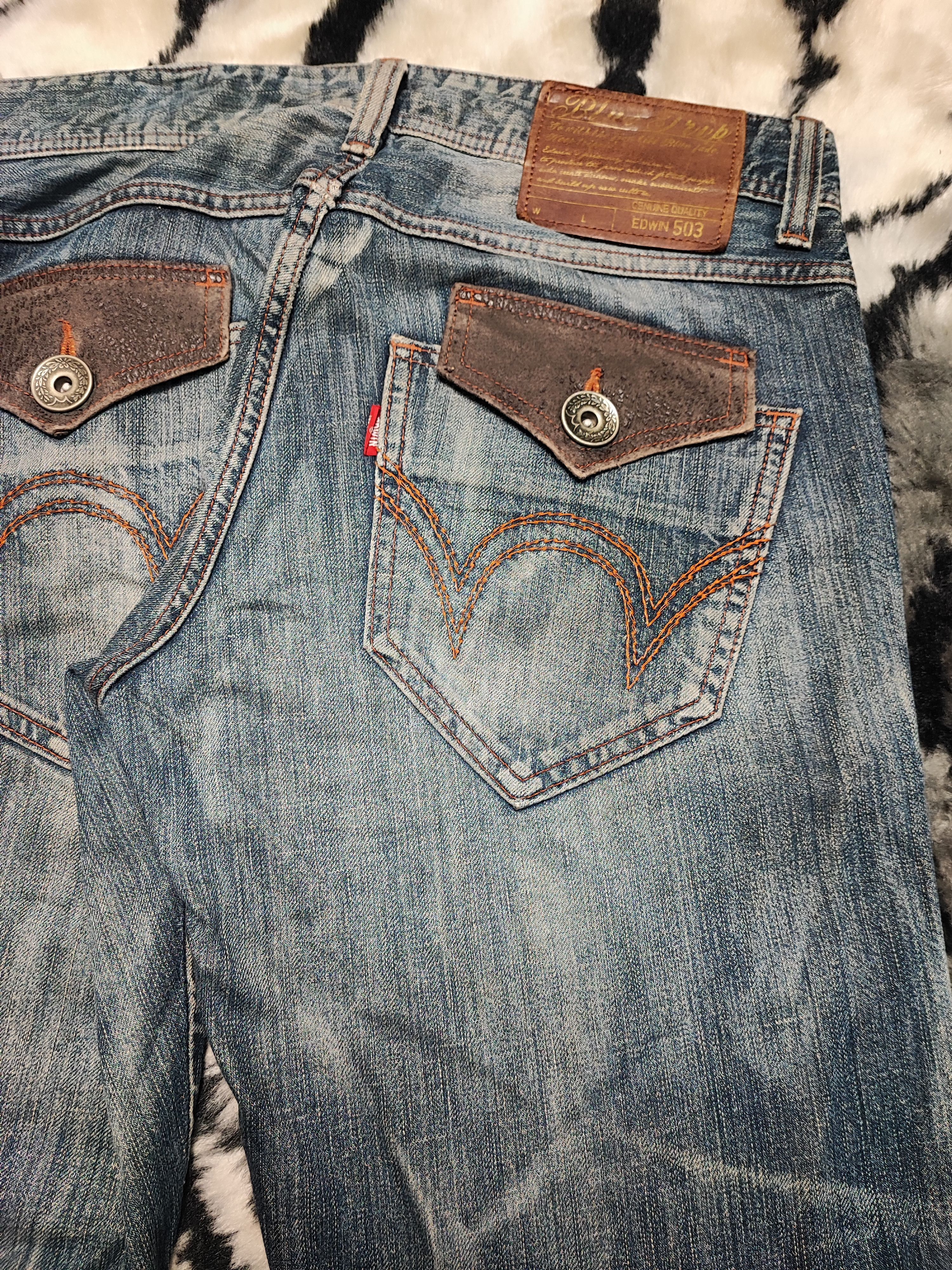 Edwin VINTAGE EDWIN 503 BLUE TRIP DISTRESSED JEANS VERY RARE Size US 33 - 16 Thumbnail