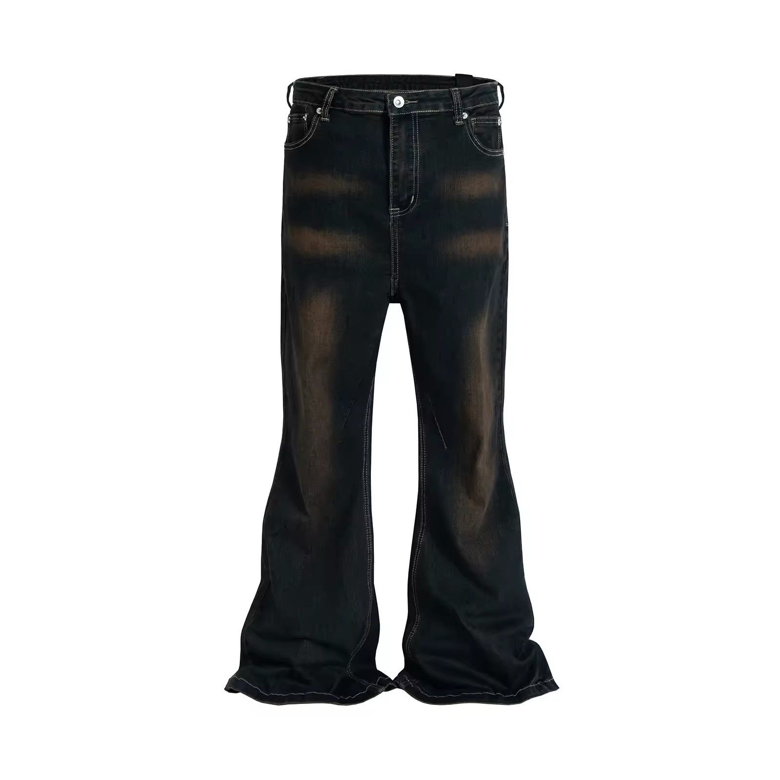 Jean RO Ribbons Contrast Color Washed Micro Flared Jeans Size US 32 / EU 48 - 3 Thumbnail